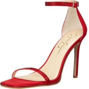 Jessica Simpson Ostey Red Ankle Strap Square Toe Cocktail Hour Heels Size 8.5